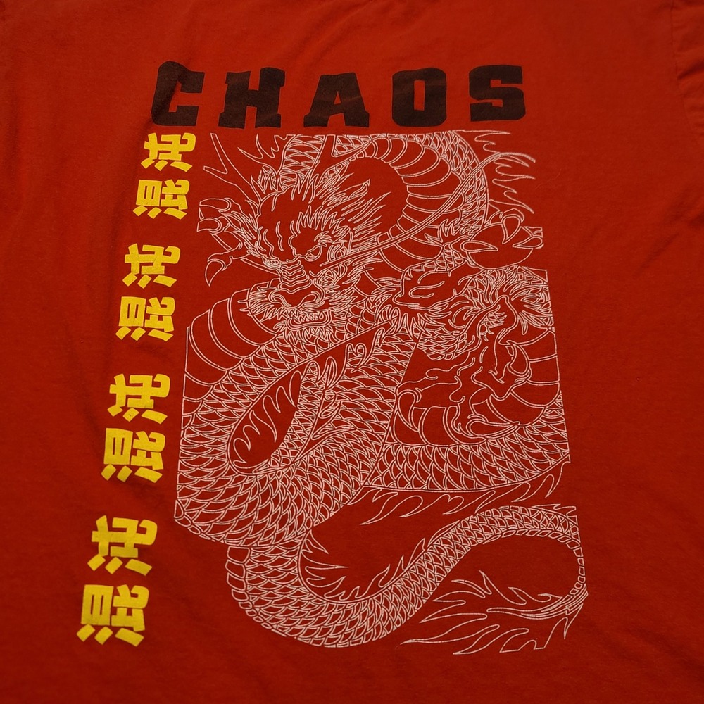 PrettyLittleThing Graphic Tee Womens Large Red Dragon Chaos Streetwear Shirt